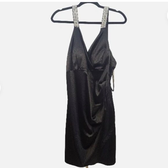 BCX Juniors' Embellished-Strap Satin Bodycon Dress for Christmas holidays - Picture 1 of 4